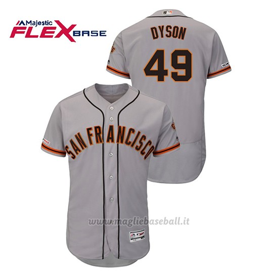 Maglia Baseball Uomo San Francisco Giants Sam Dyson 150th Aniversario Patch Autentico Flex Base Grigio2